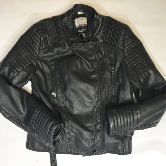 Kensie Jackets & Blazers - Kenzie faux leather black moto jacket size M